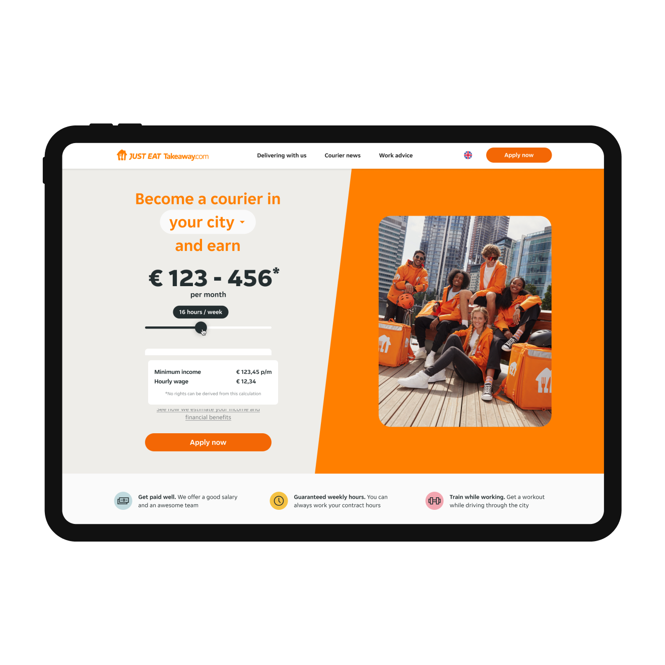 Takeaway recruitment redesign shown on a desktop browser mockup